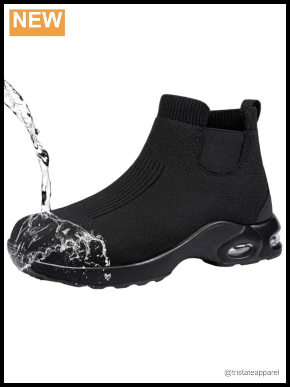 Steel Toe Chelsea Boots Slip On Work Shoes Waterproof PU Knit Safety Boots